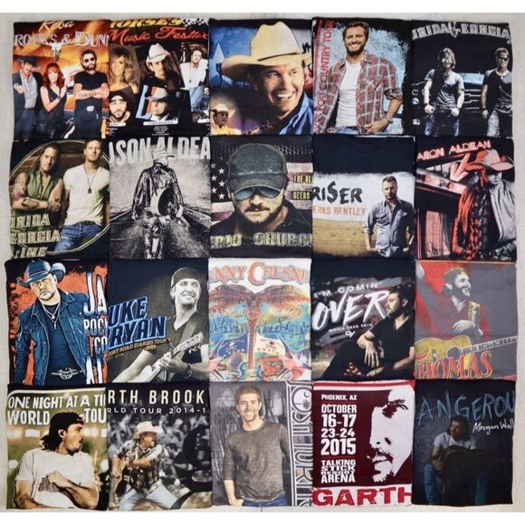Vintage Style Country Band Tour T-Shirt Lot of 20 Tees Mix Sizes Reseller